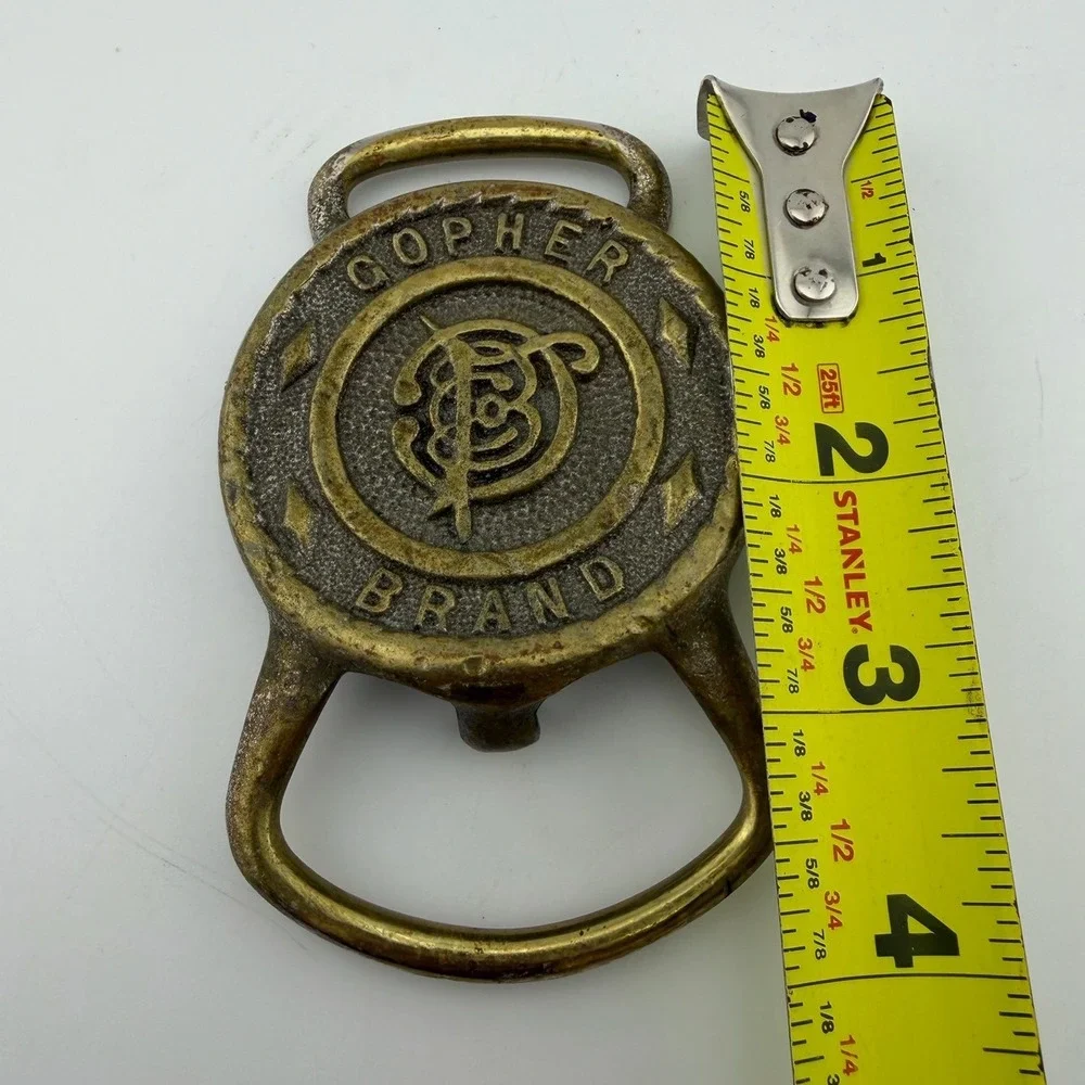 Gopher Brand Belt Buckle Gold/Silver-tone Good Vintage Western Workwear Hardware
